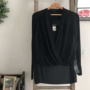BCBG Black Silk Blouse